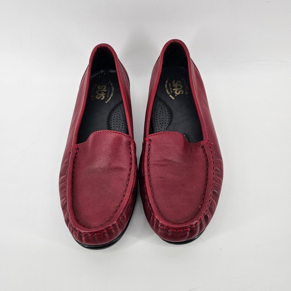 SAS Tripad Comfort Simplify Loafers Womens 8W Red Leather Slip On Shoes USA Made